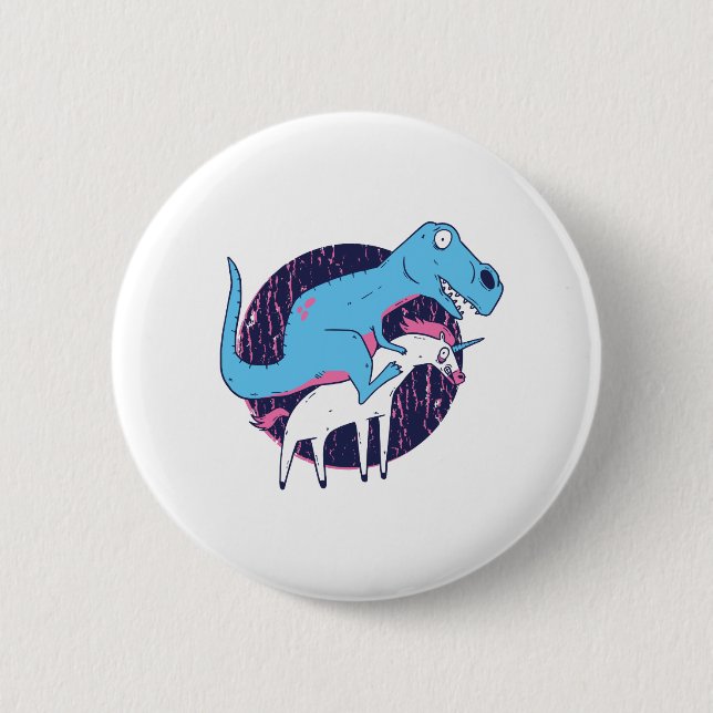 Trex Riding Unicorn Button (Vorderseite)
