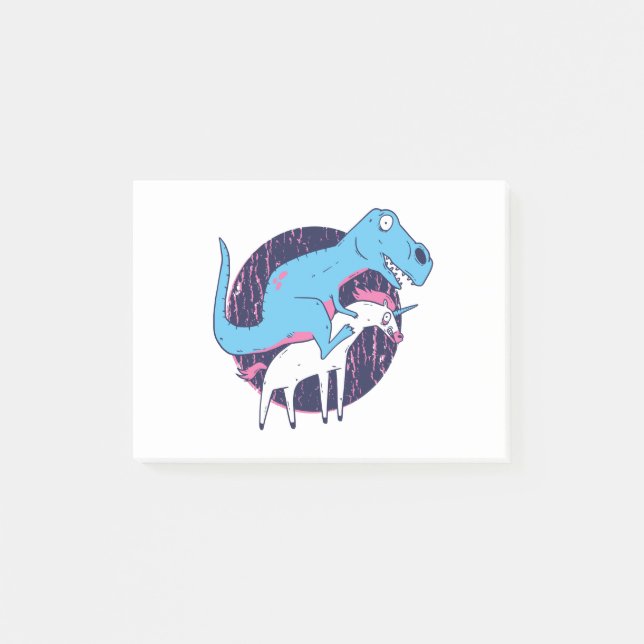 Trex Riding Unicorn Post-it Klebezettel (Vorderseite)