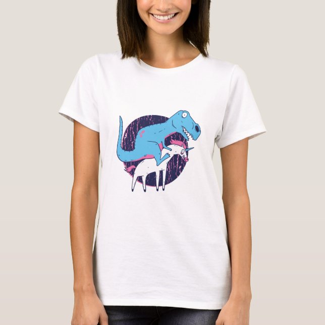 Trex Riding Unicorn T-Shirt (Vorderseite)