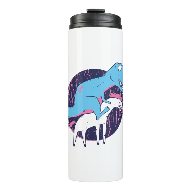 Trex Riding Unicorn Thermosbecher (Vorderseite)