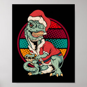 TRex Santa Claus Dinosaur Weihnachten Funny Merry  Poster