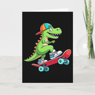 Trex Skateboarder Dino Dinosaur Skating Skateboard Karte