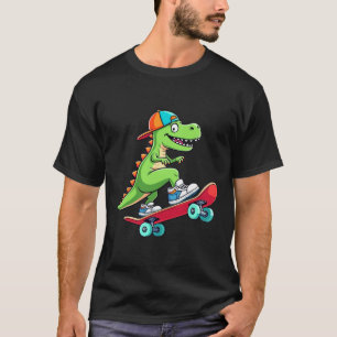 Trex Skateboarder Dino Dinosaur Skating Skateboard T-Shirt