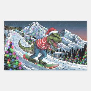 TRex Snowboard in den psychedelischen Farben Rechteckiger Aufkleber