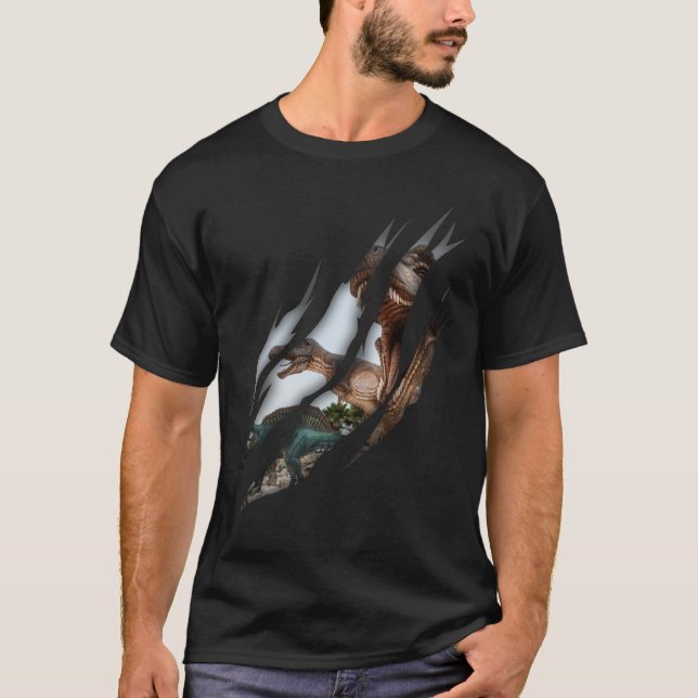 Trex Spinosaurus Torn Claw Dino Lover T-Shirt (Vorderseite)