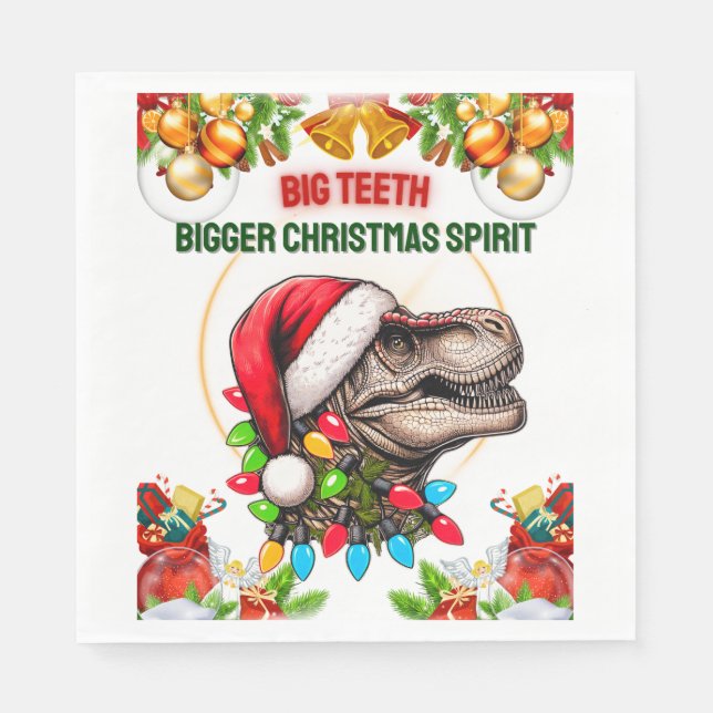 Trex Tyrannosaurus rex Dinosaurier WeihnachtsHat X Serviette (Vorderseite)