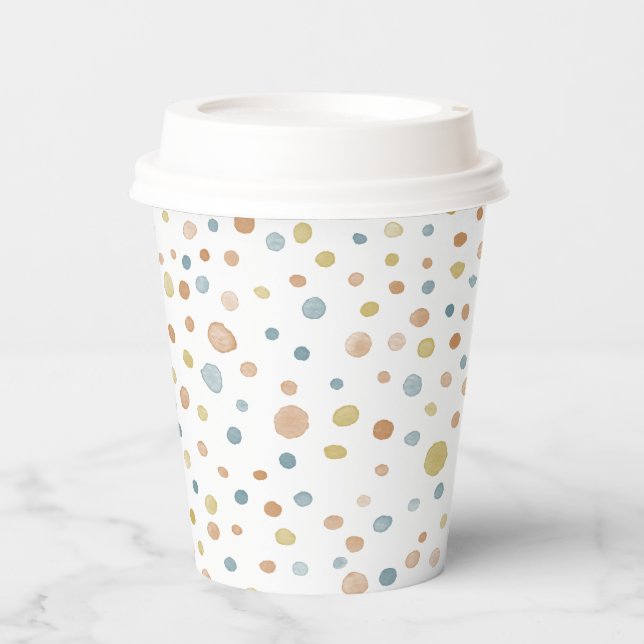 Trey Confetti Wasserfarbe Dots Paper Cup Pappbecher (Vorderseite)