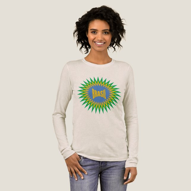 Tri-blend Long Sleeve Shirt oatmeal  SUN  BRASIL (Volle Vorderseite)