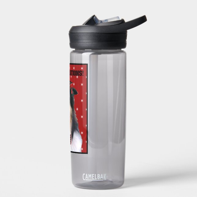 Tri Collie mit Abschlussmütze Trinkflasche (Links)