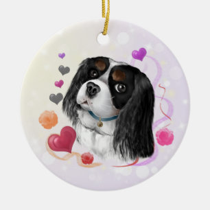 Tri-Color Cavalier King Charles Spaniel Keramik Ornament