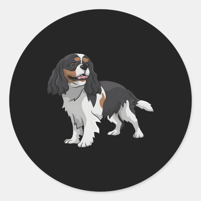 Tri-Color Cavalier King Charles Spaniel Runder Aufkleber (Vorderseite)