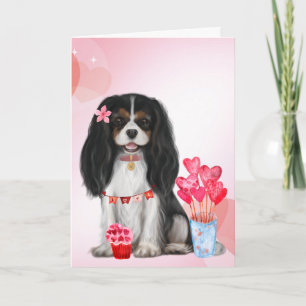 Tri Color Cavalier King Charles Spaniel Valentine  Karte