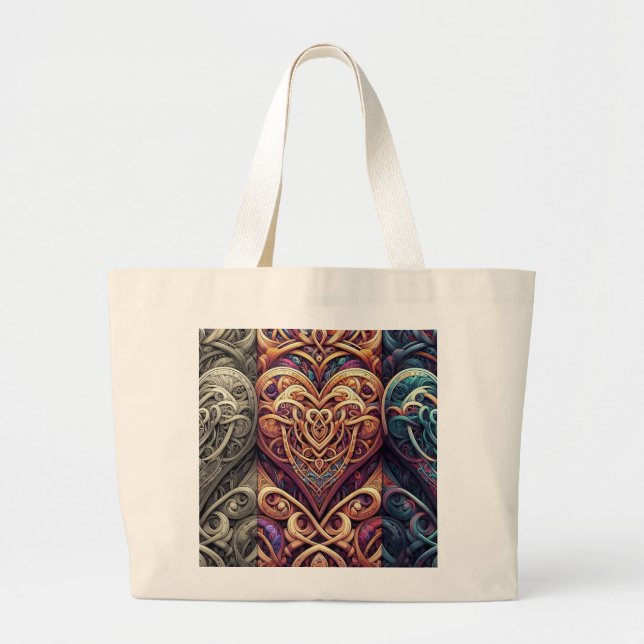 Tri-Color Celtic Hearts Jumbo Stoffbeutel (Vorne)