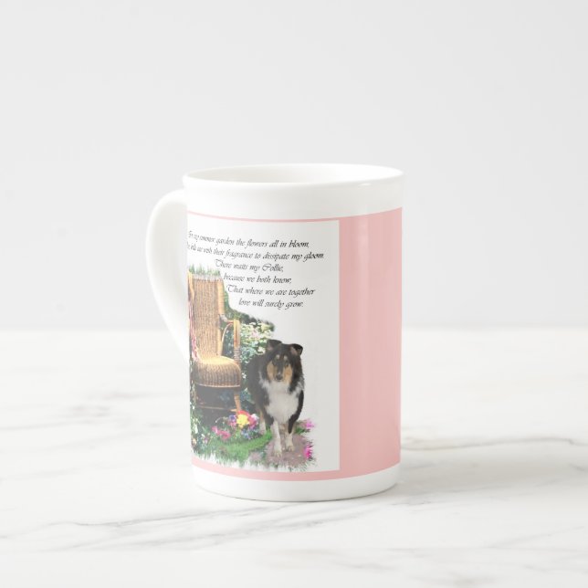 Tri Color Collie Art Ohrts Prozellantasse (Vorderseite Links)