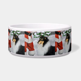 Tri Color Collie Christmas Dog Bowl Napf