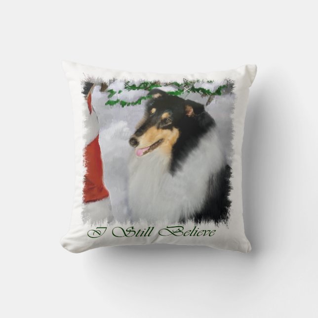Tri Color Collie Christmas Kissen (Vorderseite)