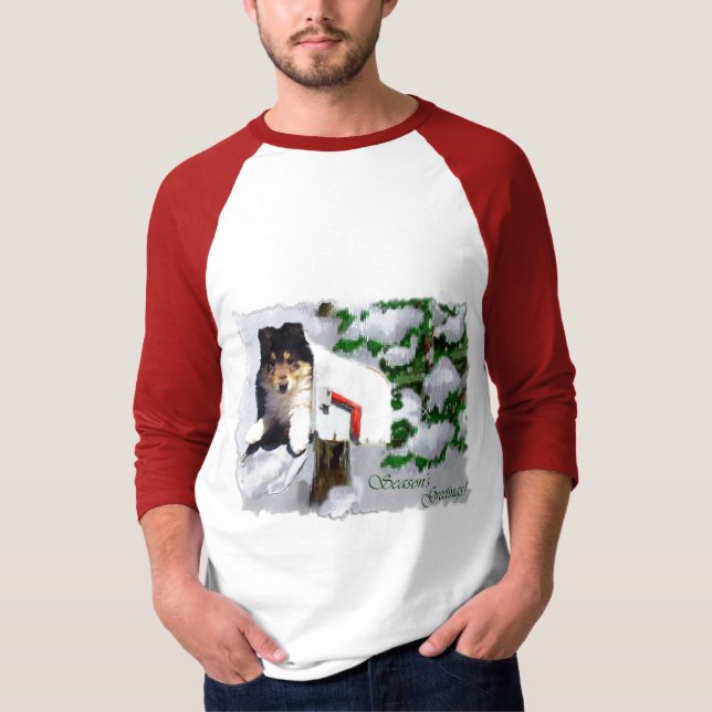 Tri-Color Collie Welpe Weihnachtsgeschenke T-Shirt (Vorderseite)