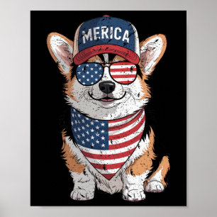 Tri Color Corgi 4. Juli US-amerikanischer Flaggen Poster