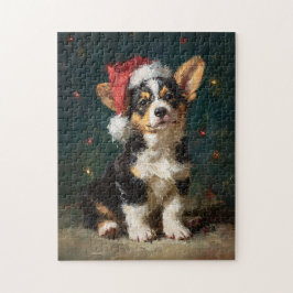 Tri-Color Corgi Puppy Christmas Painting Puzzle