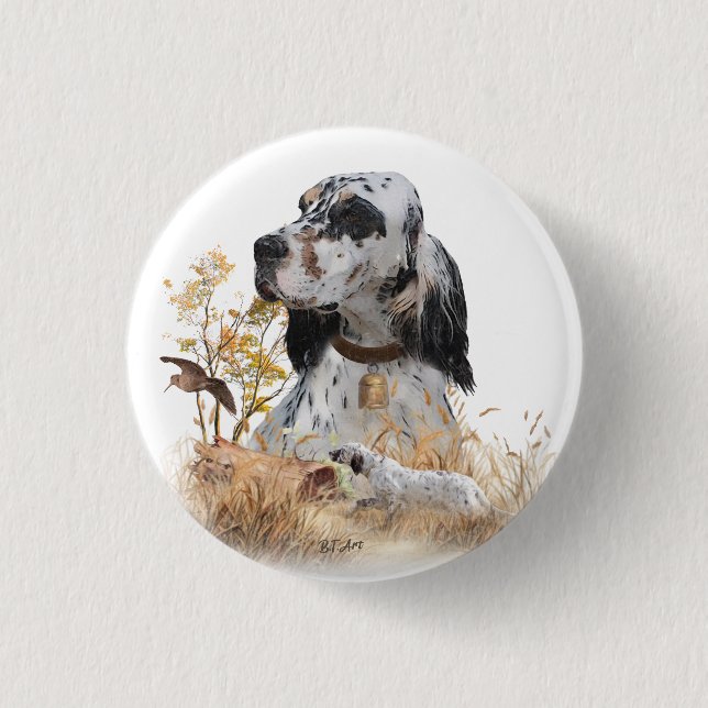 Tri Color English Setter Art, Holcock Jagen Button (Vorderseite)