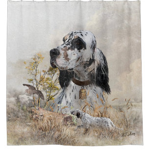 Tri Color English Setter Art, Holcock Jagen Duschvorhang