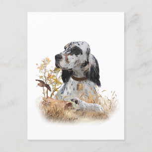 Tri Color English Setter Art, Holcock Jagen Feiertagspostkarte