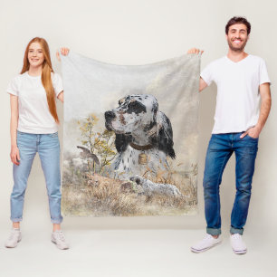 Tri Color English Setter Art, Holcock Jagen Fleecedecke