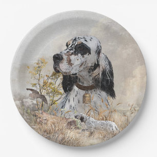 Tri Color English Setter Art, Holcock Jagen Pappteller