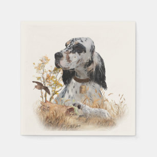 Tri Color English Setter Art, Holcock Jagen Serviette