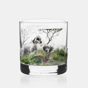 Tri Color English Setters Art, wood Cocktail Jagen Whiskyglas