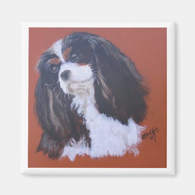 Tri-color King Charles Cavalier Magnet (Vorne)