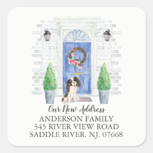 Tri Color King Charles Spanel Türaufkleber Quadratischer Aufkleber