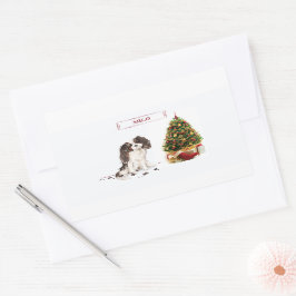 Tri-Color King Charles Spaniel Funny Christmas Dog Rechteckiger Aufkleber