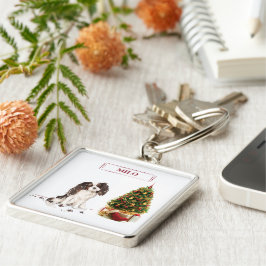 Tri-Color King Charles Spaniel Funny Christmas Dog Schlüsselanhänger