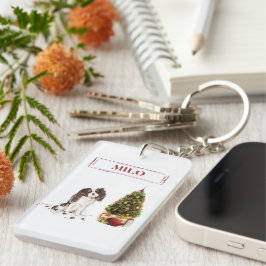 Tri-Color King Charles Spaniel Funny Christmas Dog Schlüsselanhänger