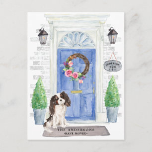 Tri Color King Charles Spaniel Moving Ankündigung Postkarte