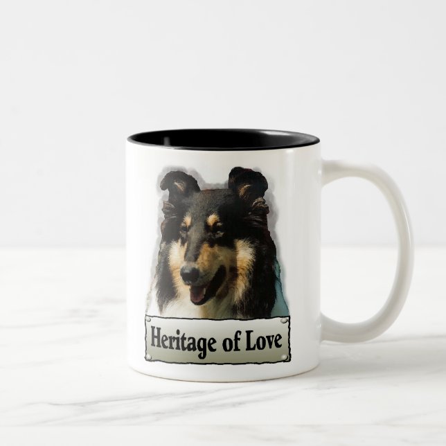 Tri Color Rough Collie Geschenke Zweifarbige Tasse (Rechts)