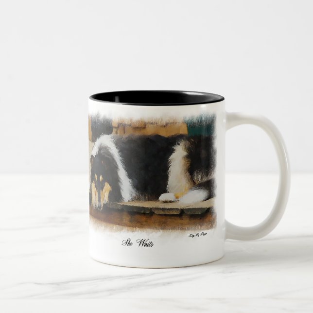 Tri-Color Rough Collie Geschenke Zweifarbige Tasse (Rechts)