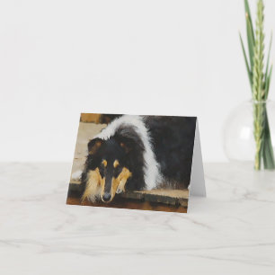 Tri Color Rough Collie Gönnt Kunst Karte