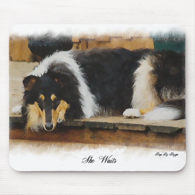 Tri Color Rough Collie Gönnt Kunst Mousepad (Vorne)