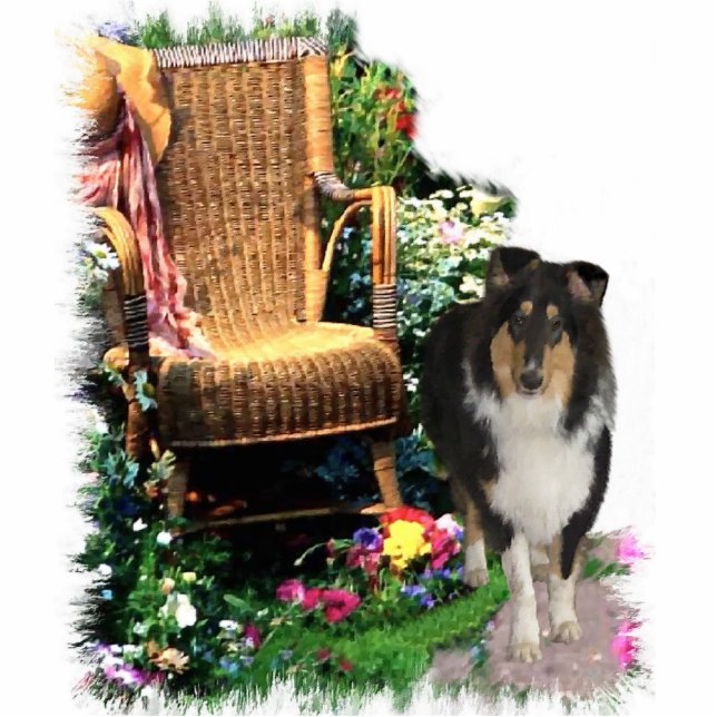 Tri-Color Rough Collie Kunstgeschenke Freistehende Fotoskulptur (Vorne)