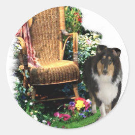 Tri-Color Rough Collie Kunstgeschenke Runder Aufkleber