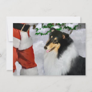 Tri Color Rough Collie Santa Weihnachtskarte