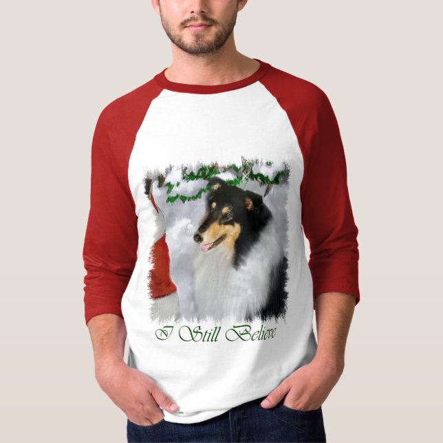 Tri-Color Rough Collie Weihnachtsgeschenke T-Shirt (Vorderseite)