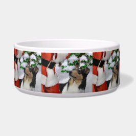 Tri Color Smooth Collie Christmas Dowling Bowl Napf