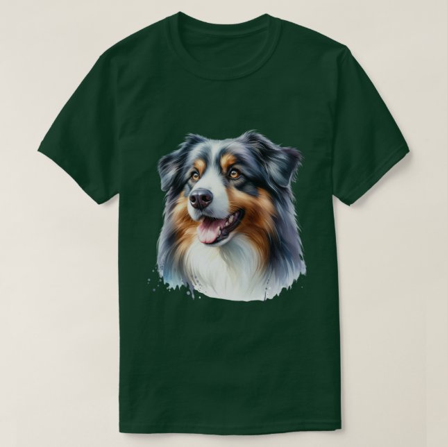 Tri-Colored Australian Shepherd Dog T-Shirt (Design vorne)