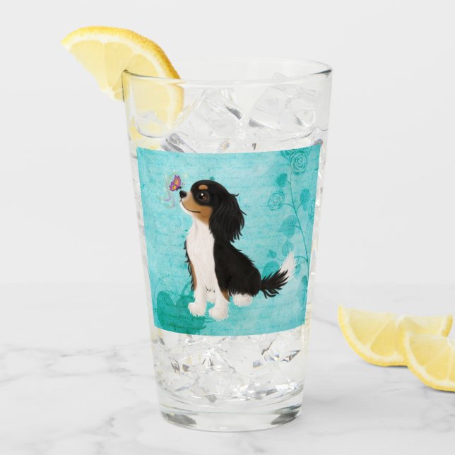 Tri Colored Cavalier King Charles Spaniel Glas (Vorderseite Ice)
