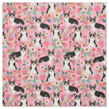 Tri Colored Corgi Bloral Fabric - niedlich Corgis