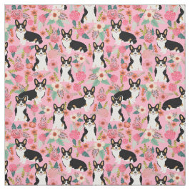 Tri Colored Corgi Bloral Fabric - niedlich Corgis Stoff