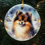 Tri Colored Spitz Dog Watercolor Weihnachten Keramik Ornament<br><div class="desc">Erhöhen Sie Ihre Urlaubsatmosphäre mit unserem farbenfrohen Spitz Dog Watercolor Weihnachtsdekor. Dieses einzigartige Ornament zeigt den unverwechselbaren Charme eines dreifarbigen Spitzes in einem reizvollen Aquarelldesign und ist somit eine perfekte Ergänzung zu Ihren Festlichkeiten.</div>